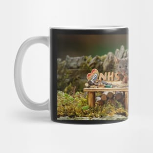 George the mouse in a log pile House color NHS heart Mug